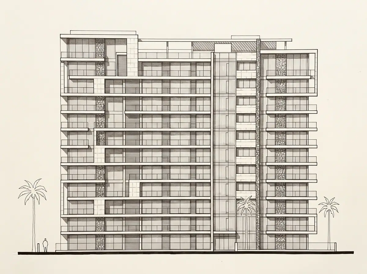 Aria Condominio, fachada principal (dibujo de referencia)