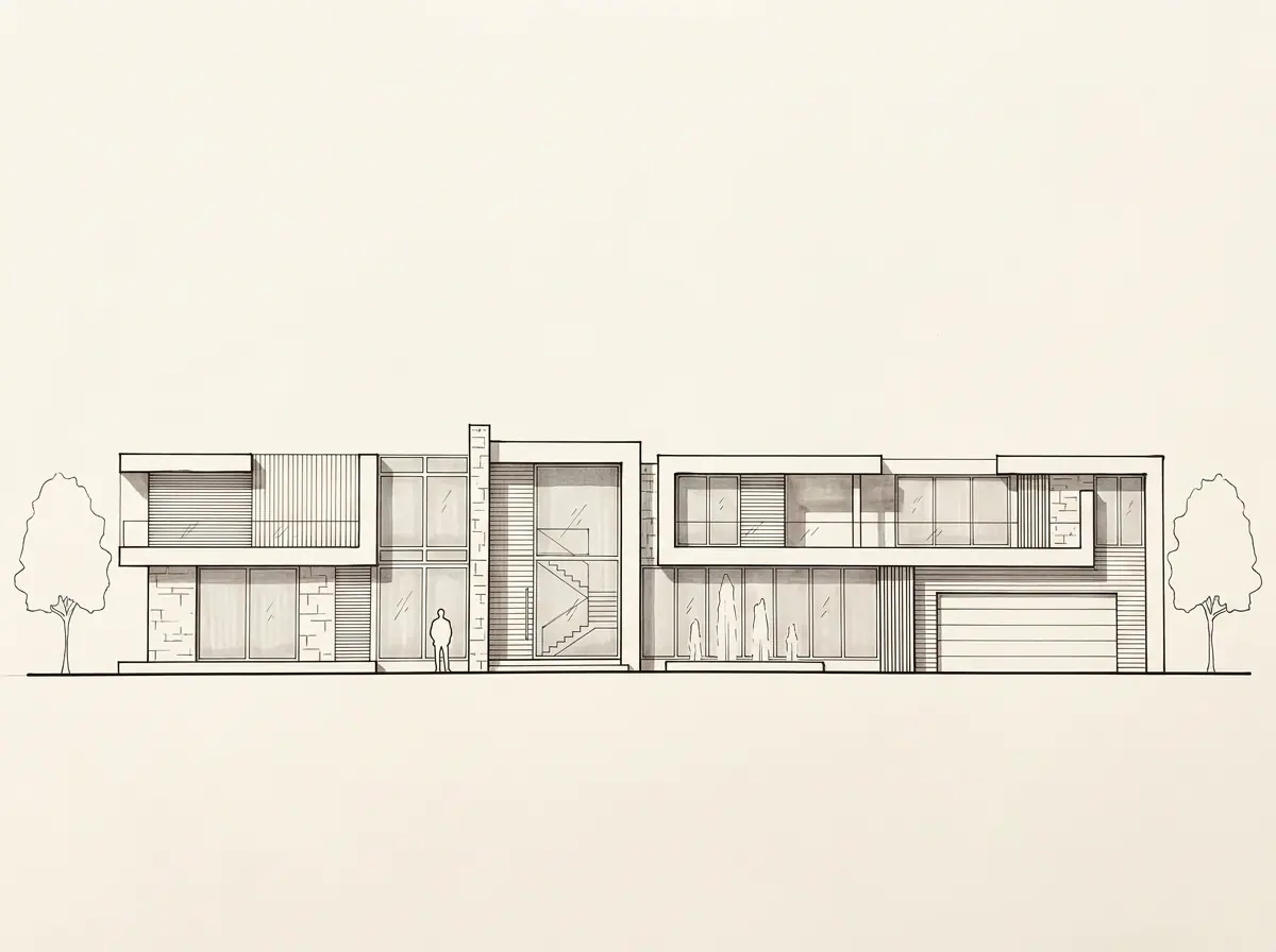Casa Martin, fachada principal (dibujo de referencia)