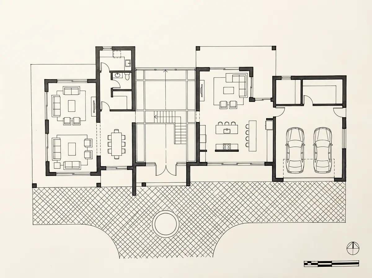 Casa Martin, planta arquitectónica (dibujo de referencia)