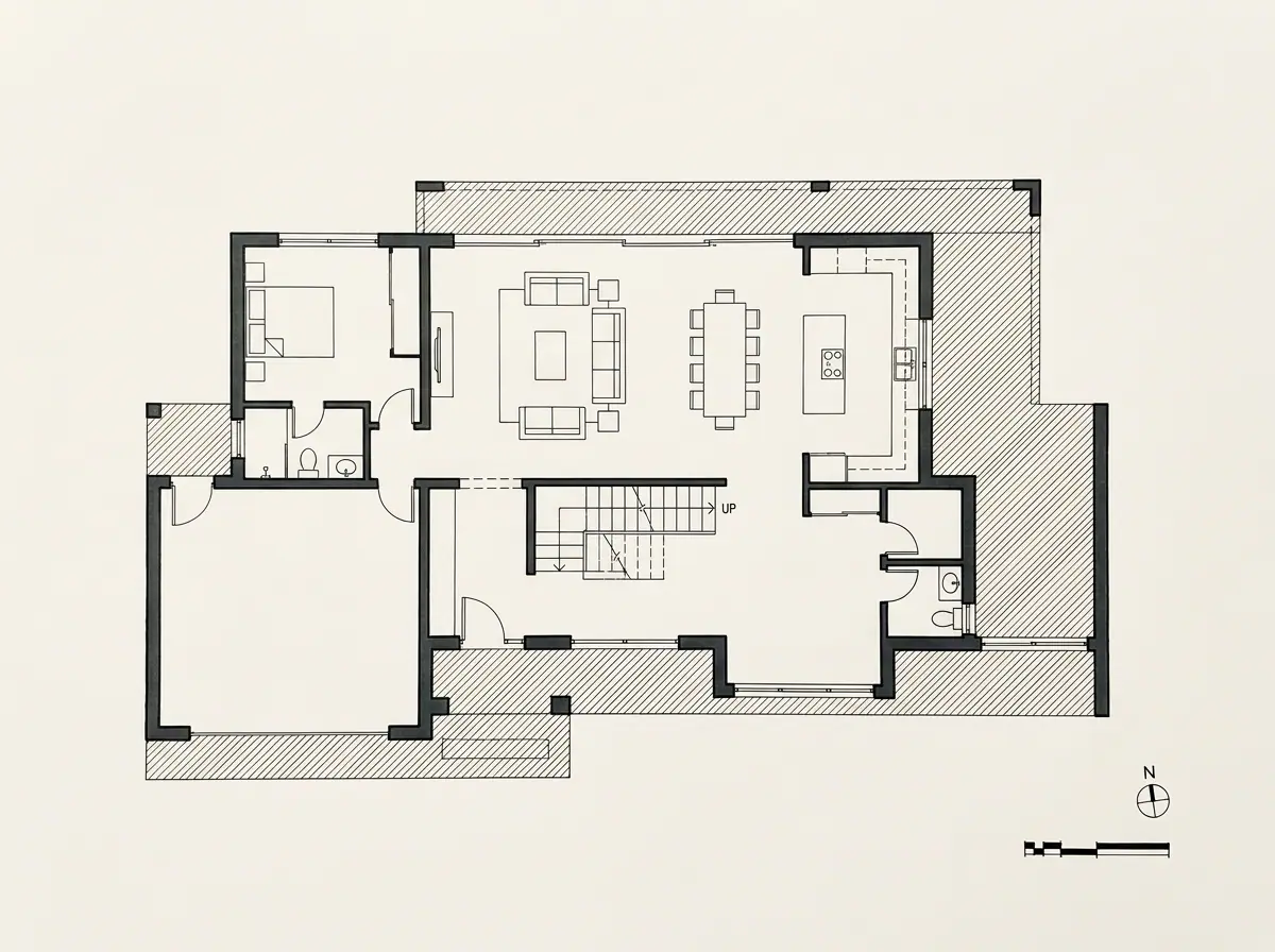 Casa Ordoñez, planta arquitectónica (dibujo de referencia)