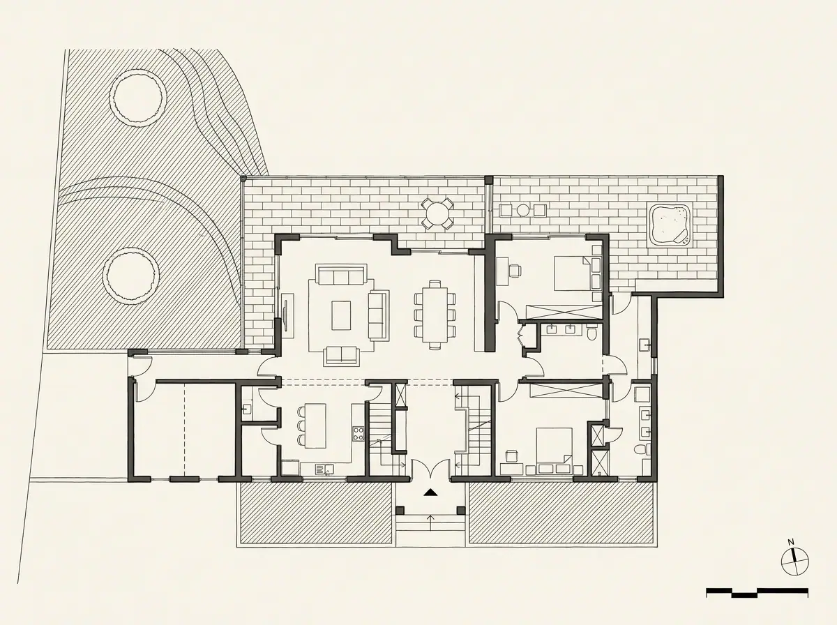 Casa Rengifo, planta arquitectónica (dibujo de referencia)
