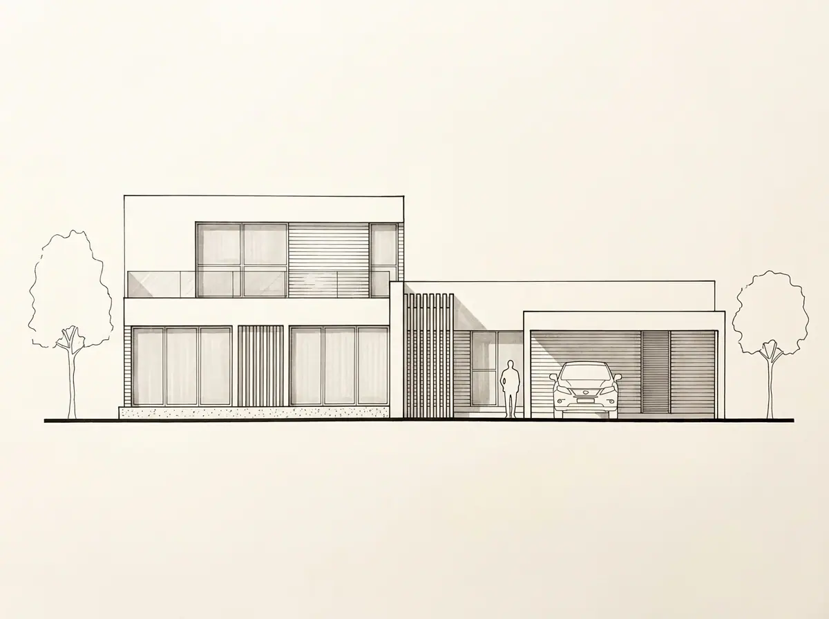 Casa Villegas, fachada principal (dibujo de referencia)