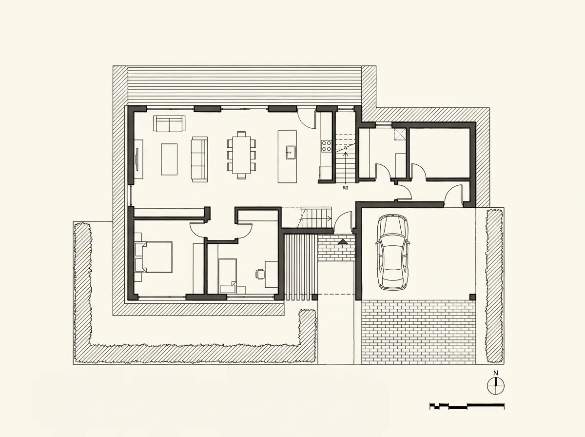 Casa Villegas, planta arquitectónica (dibujo de referencia)