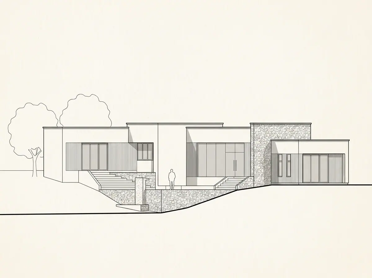 Casa Wasmer, fachada principal (dibujo de referencia)