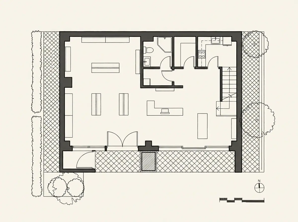 Edificio Delta, planta arquitectónica (dibujo de referencia)
