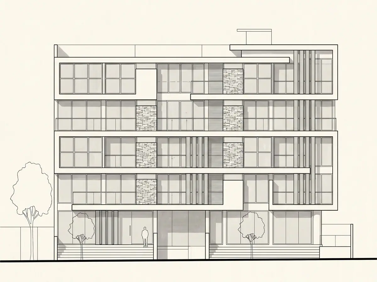Edificio Machángara, fachada principal (dibujo de referencia)