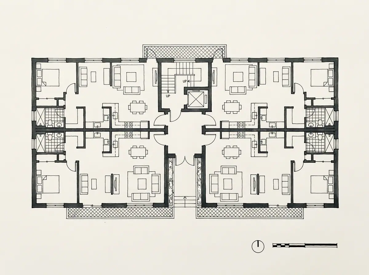 Edificio Machángara, planta arquitectónica (dibujo de referencia)