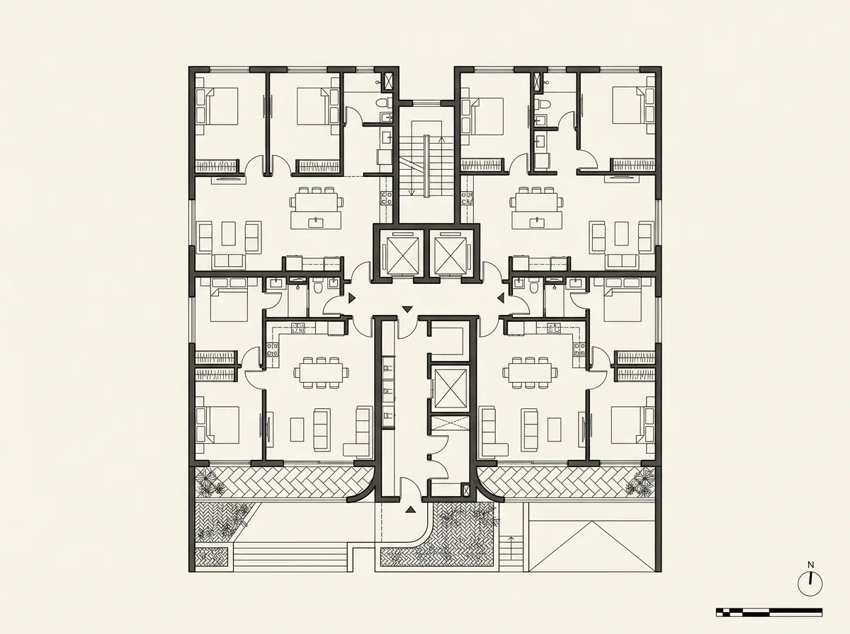 Edificio Sahara, planta arquitectónica (dibujo de referencia)