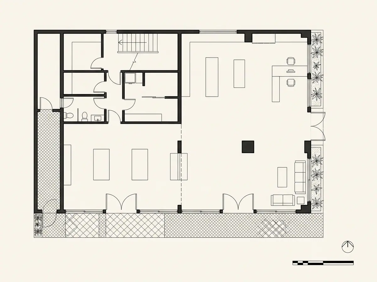 Locales Amanda, planta arquitectónica (dibujo de referencia)