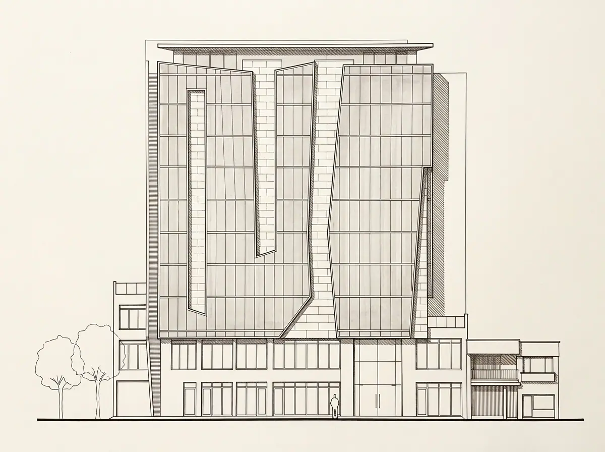 Popayán Trade Center, fachada principal (dibujo de referencia)