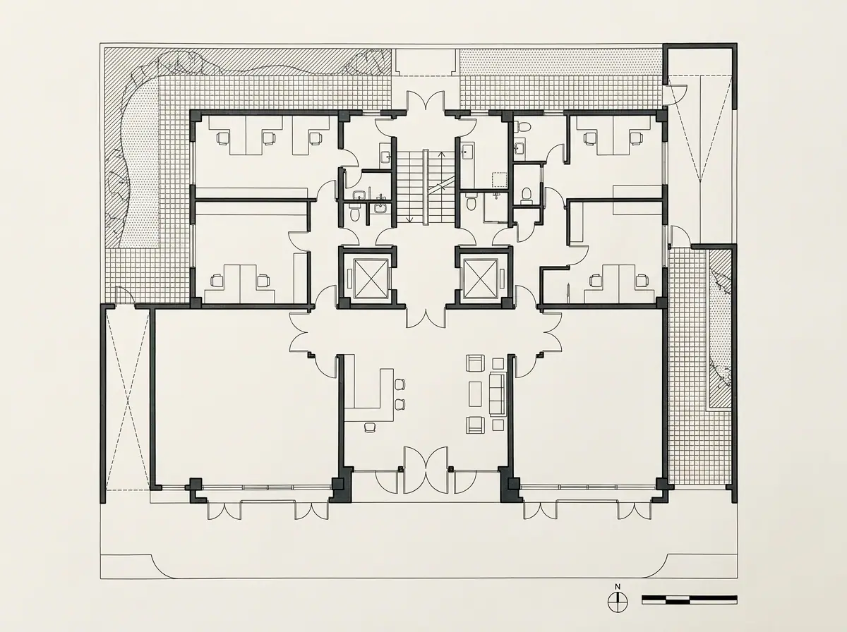Popayán Trade Center, planta arquitectónica (dibujo de referencia)