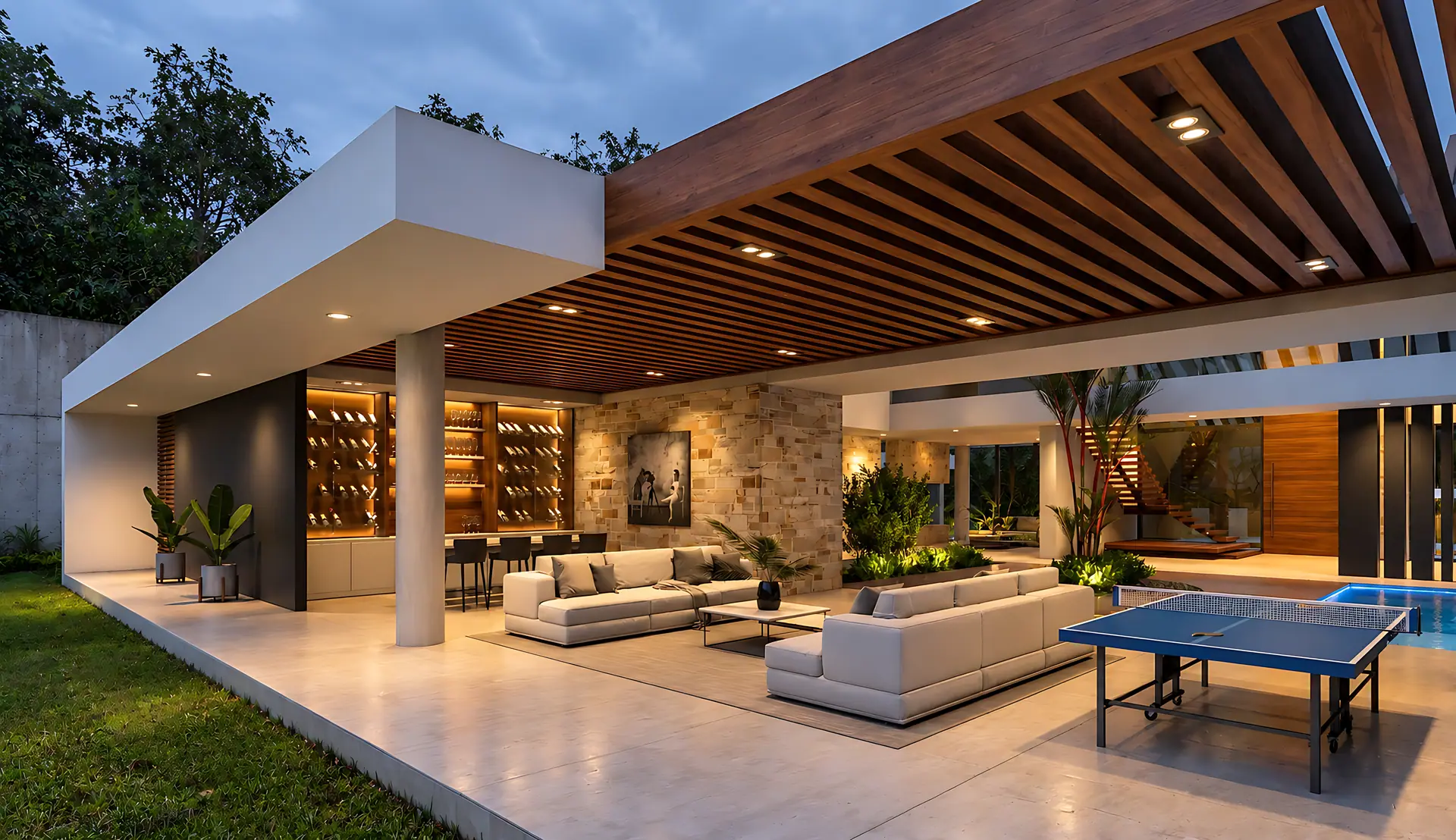 Render de la terraza cubierta