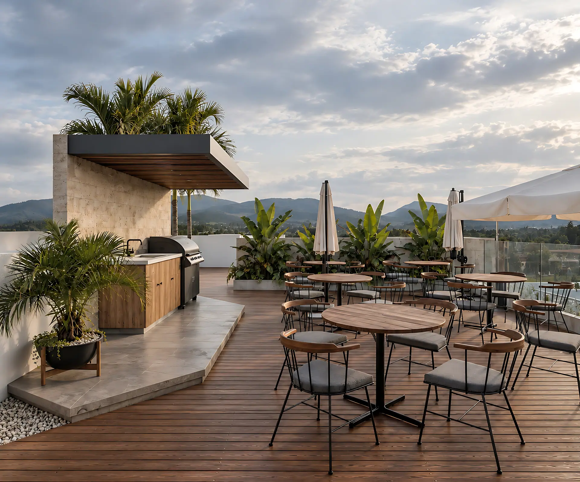 Terraza con comedor exterior